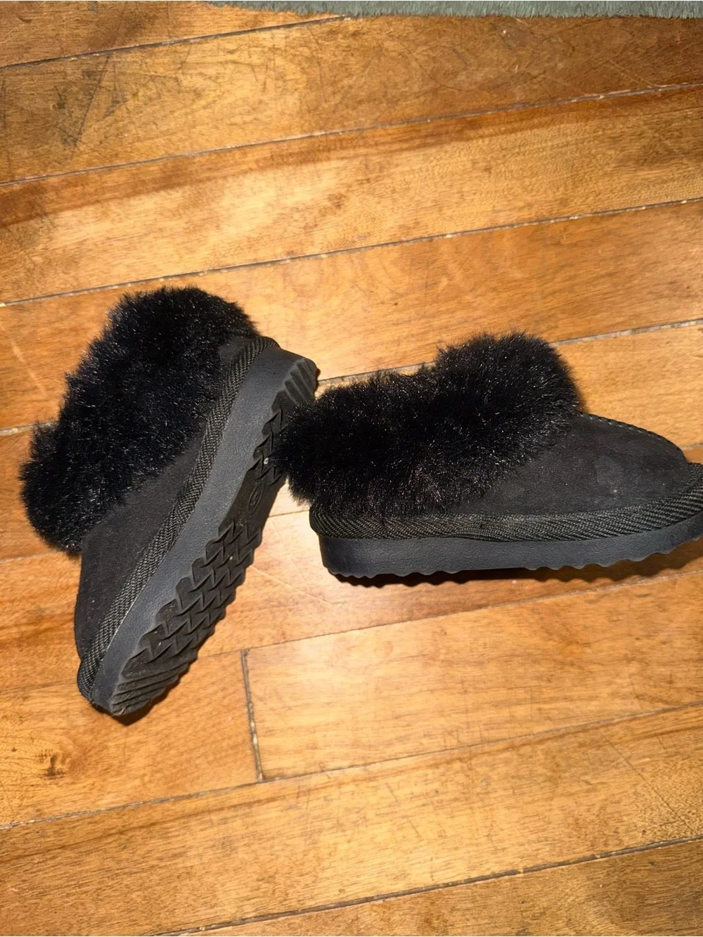 Target Black Fuzzy Kids Slip-On Slippers